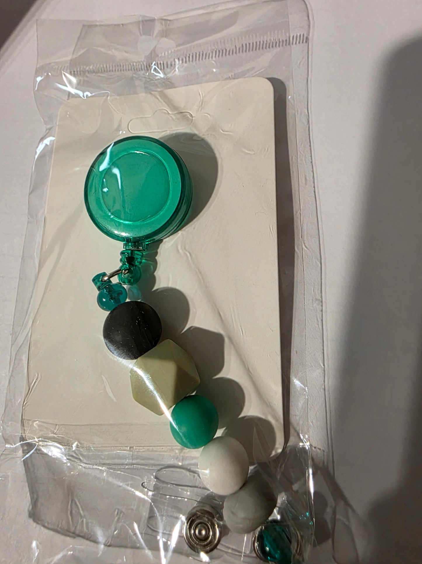 Green Beaded Badge Reel