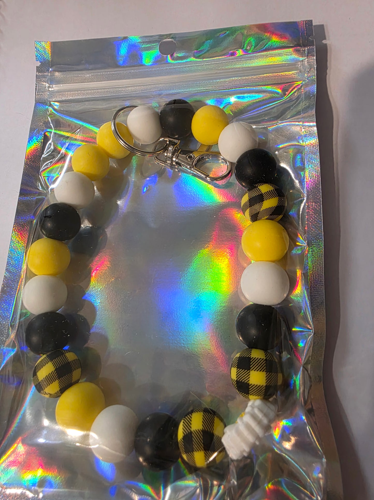 Yellow, Black, & Plaid Wristlet