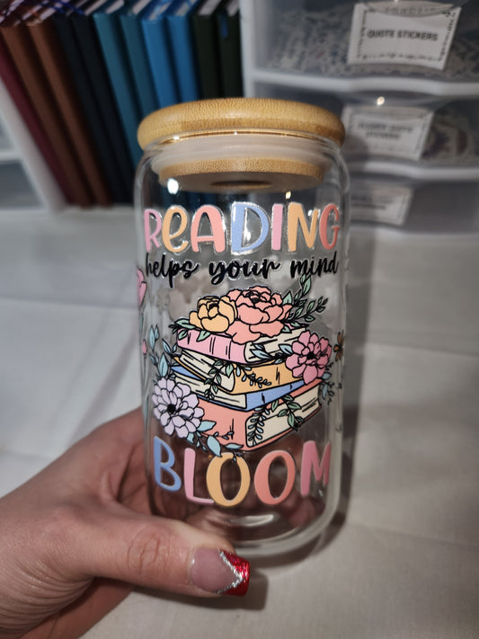 Reading Helps You Bloom Glass Tumbler