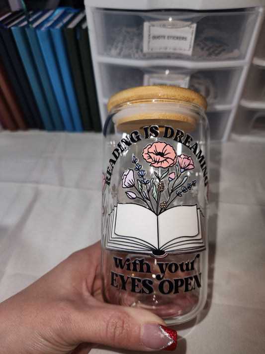 Reading is Dreaming Glass Tumbler