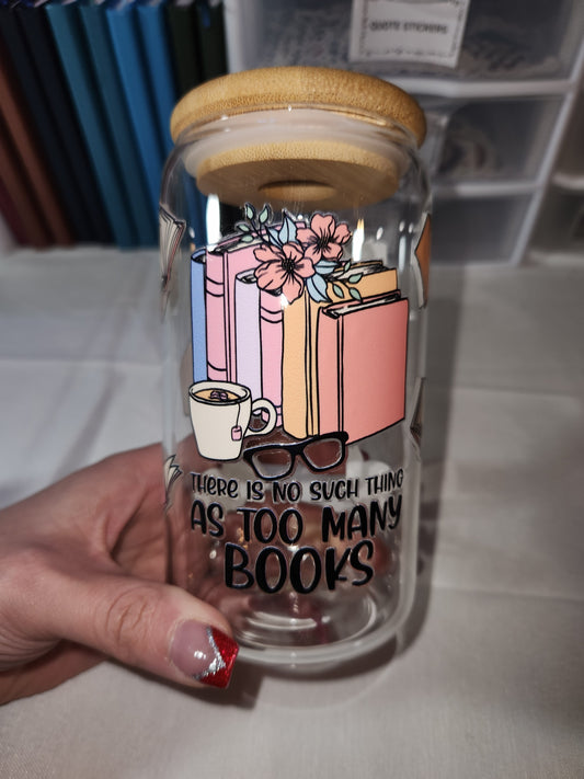 Too Many Books Glass Tumbler