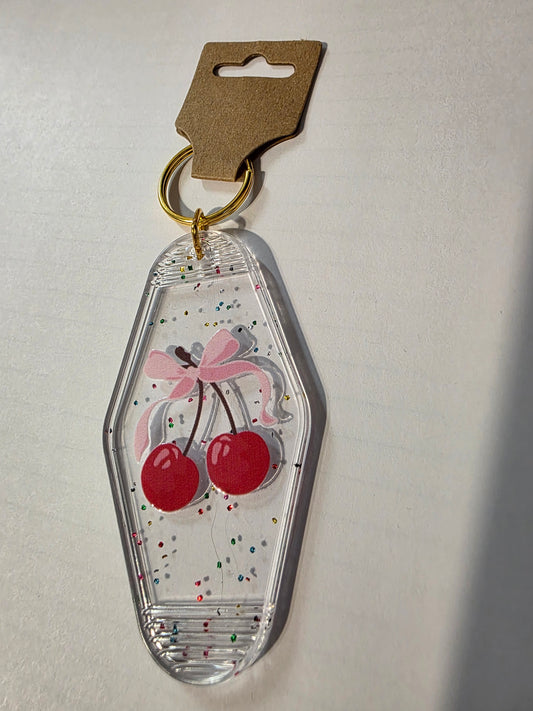 Glitter Cherry Keychain