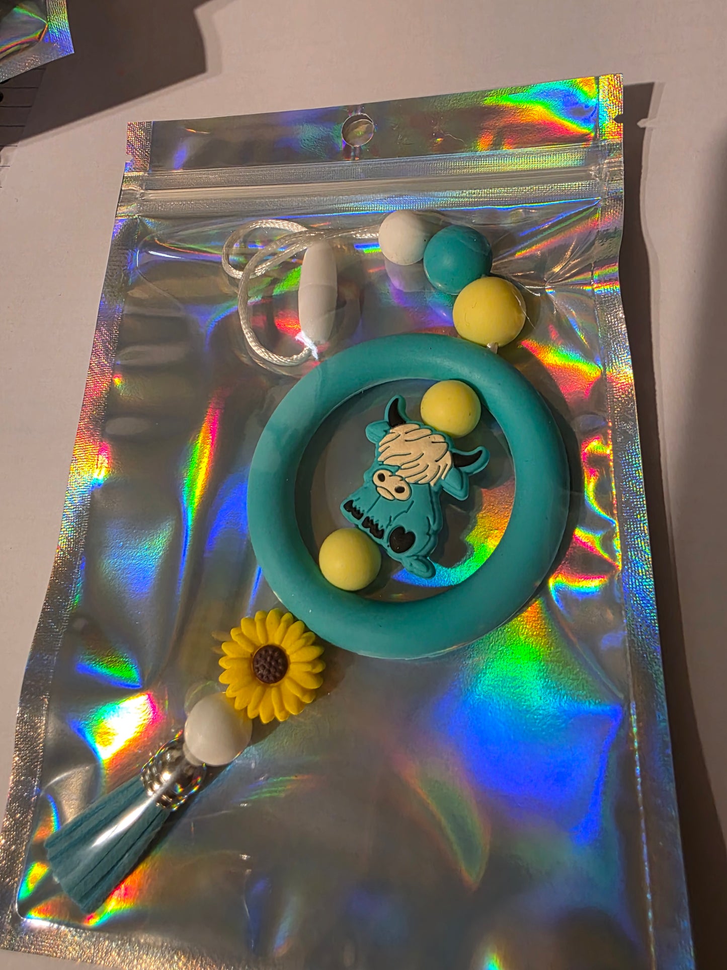 Blue Cow Car Charm