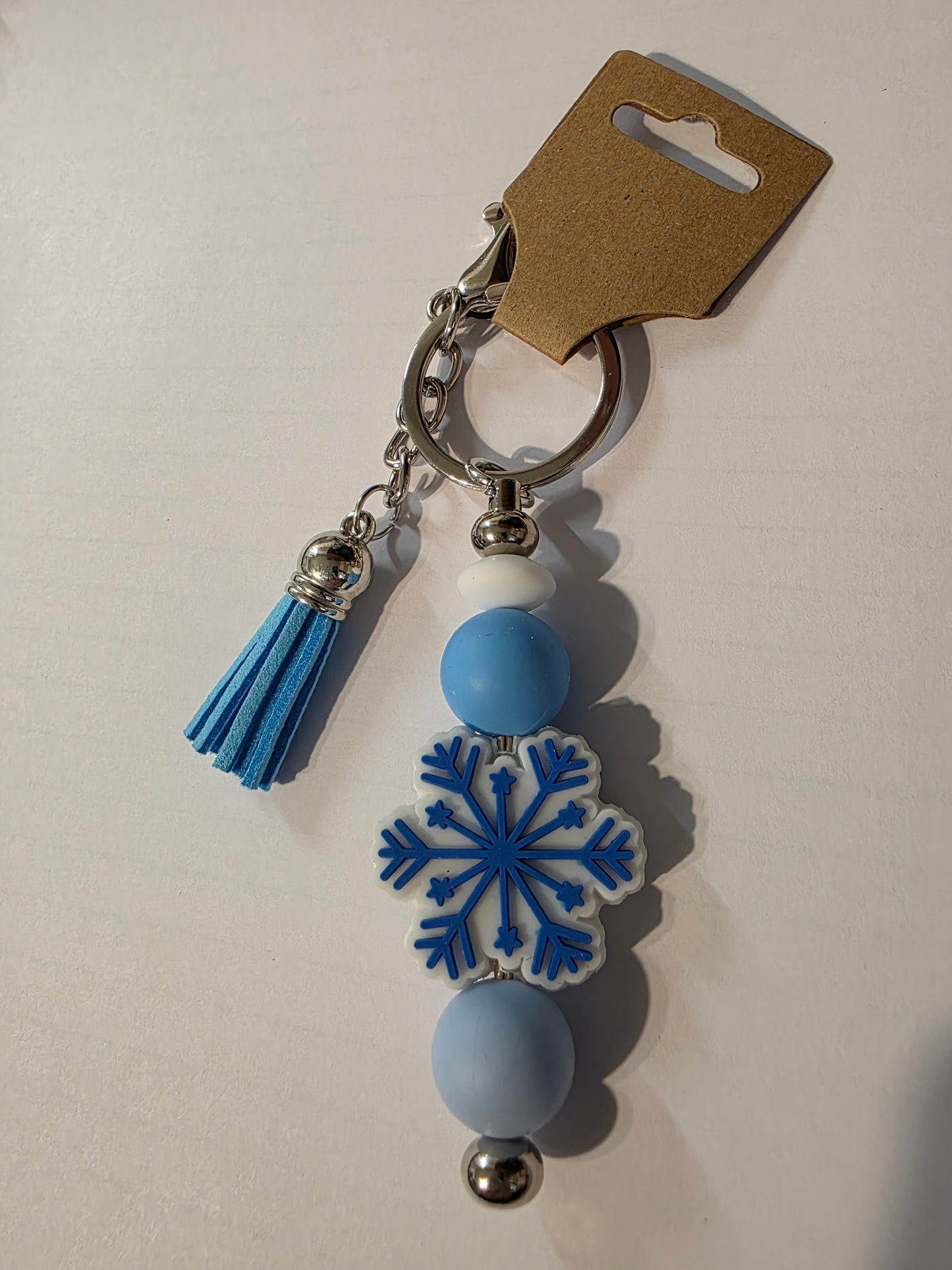 Snowflake Beaded Keychain