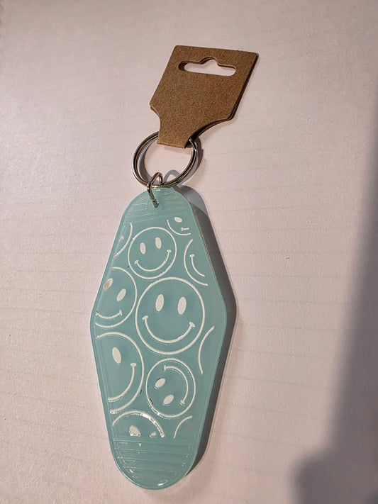 Blue & Smiley Face Motel Keychain