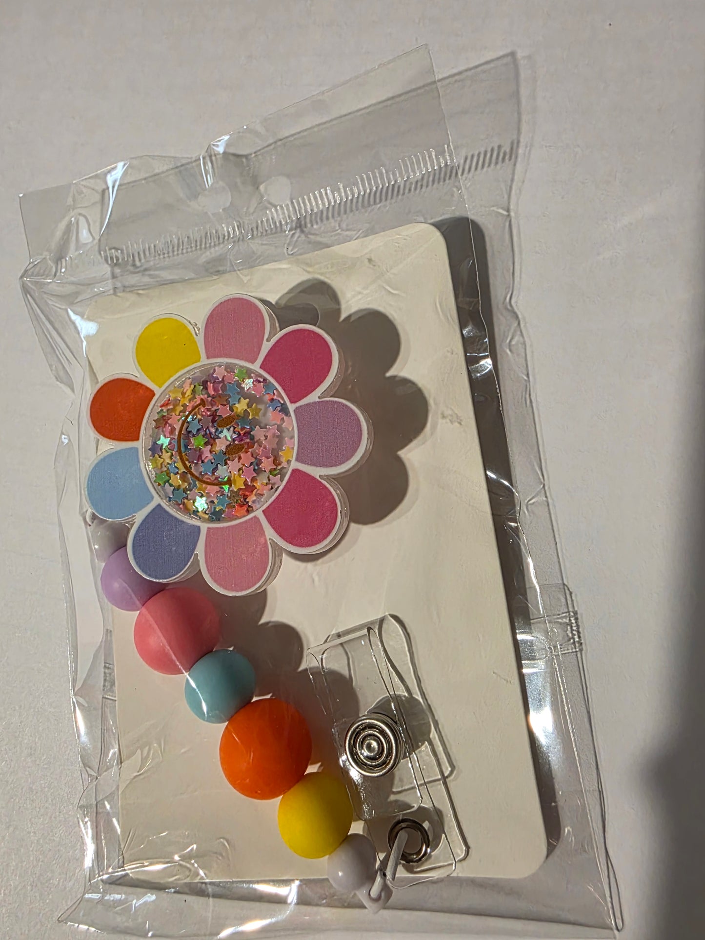 Colorful Flower Shaker Beaded Badge Reel
