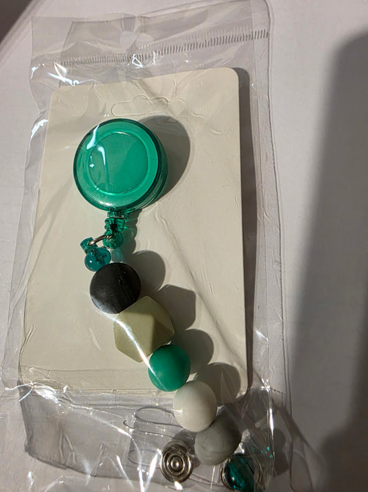 Green Beaded Badge Reel