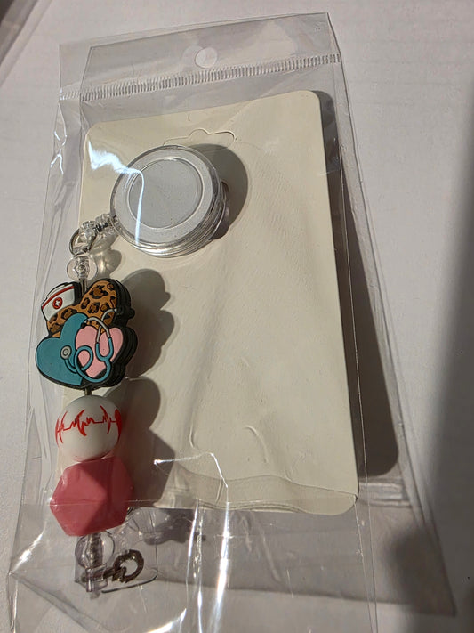 Heart Nurse Beaded Badge Reel