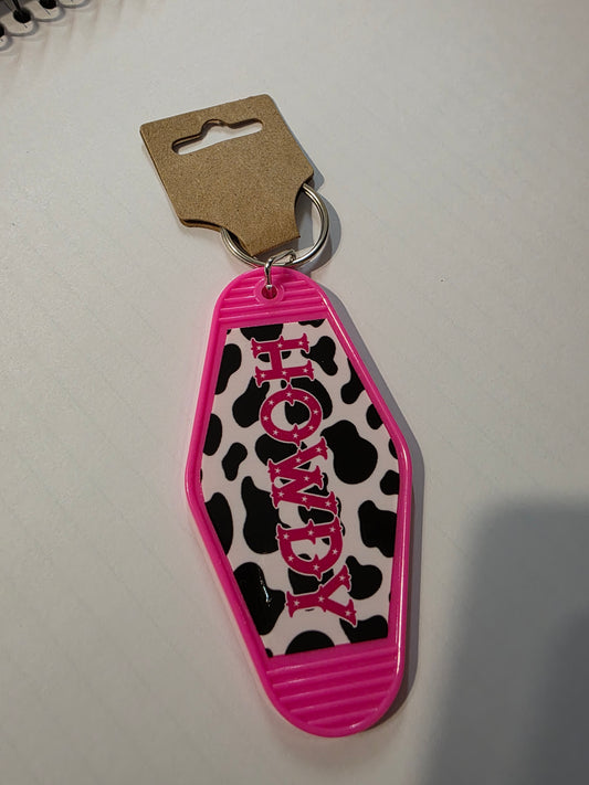 Howdy Pink Keychain