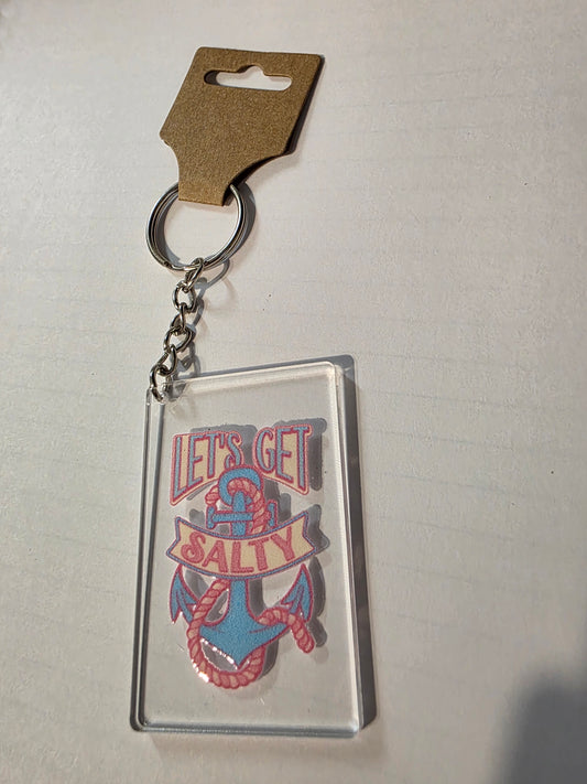 Lets Get Salty Square Keychain
