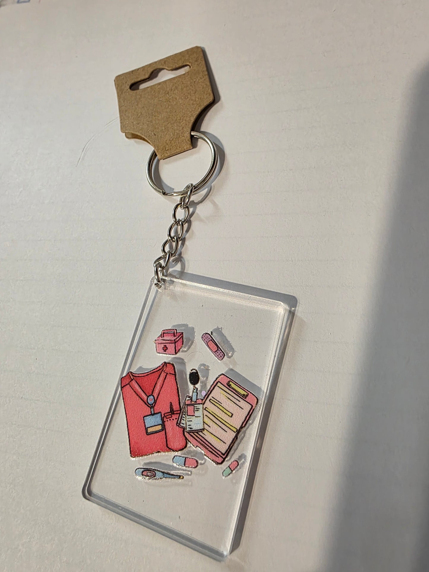 Nurse Scrub Square Keychain