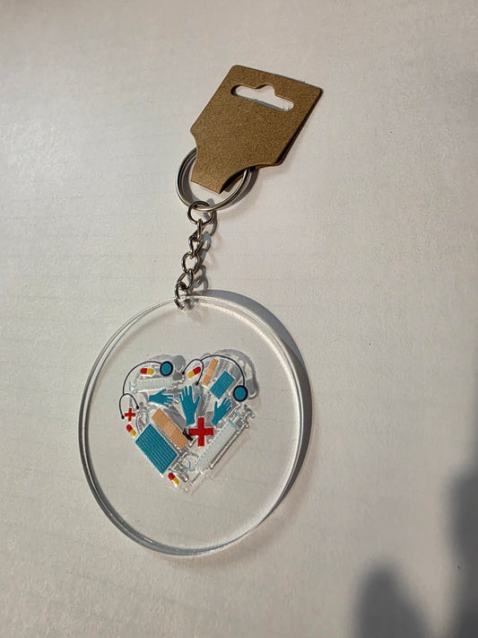 Nurse Stuff Round Keychain