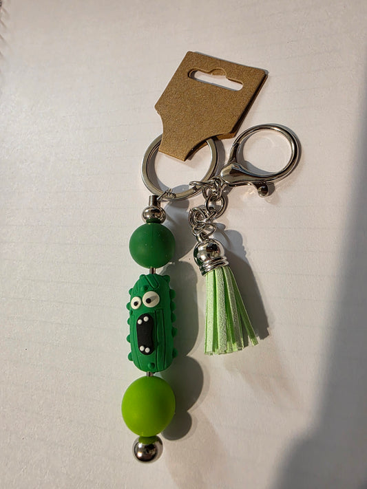 Pickle Beaded Keychain