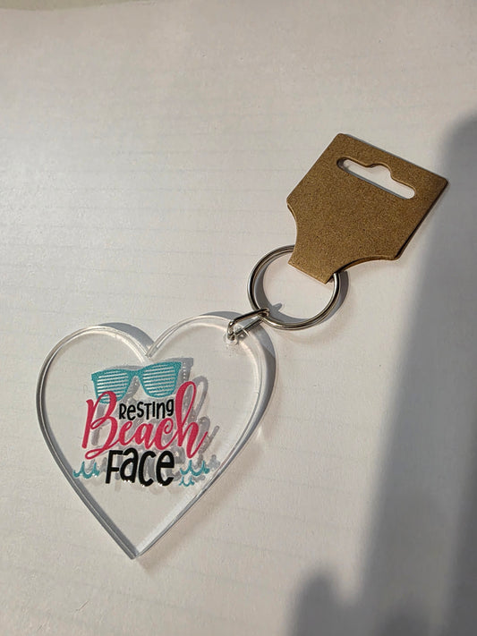 Resting Beach Face Heart Keychain