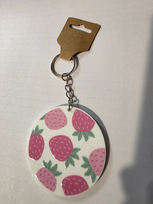 Strawberry White Keychain