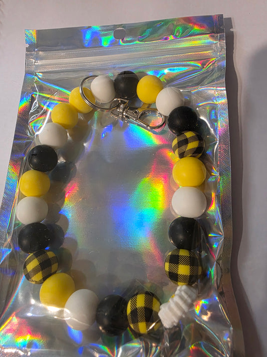 Yellow, Black, & Plaid Wristlet